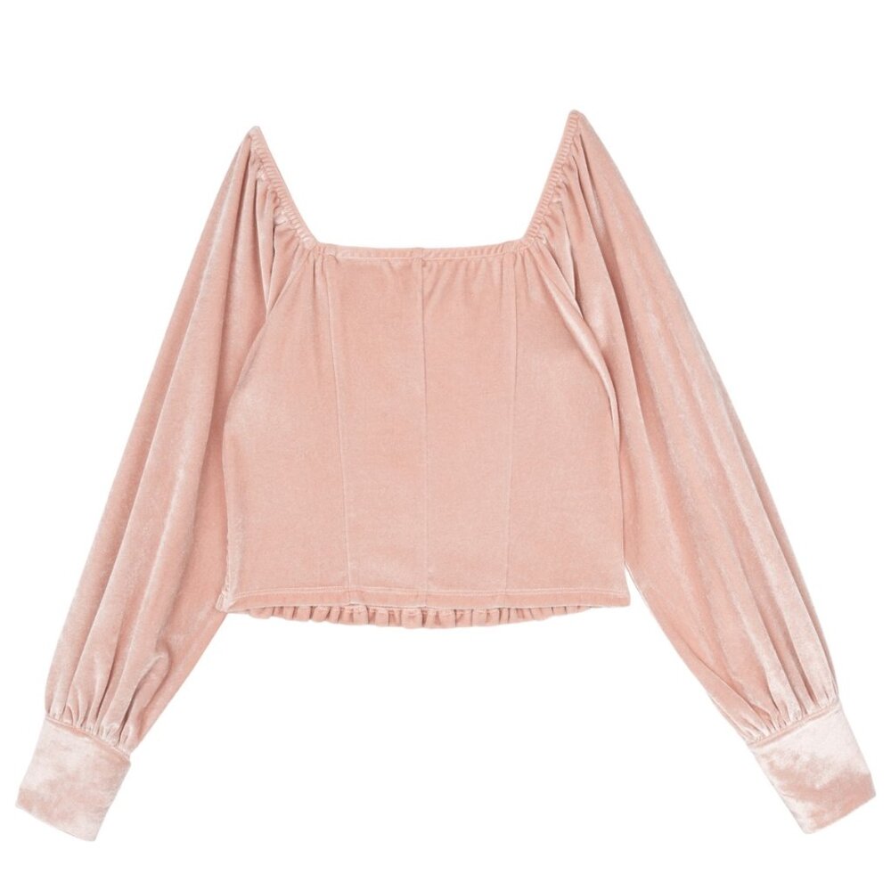 NWT XL Stella 88 Big Girls Velvet Faux Corset Top - Blush